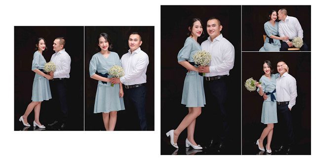 chụp ảnh cưới trong studio phong cách đơn giản