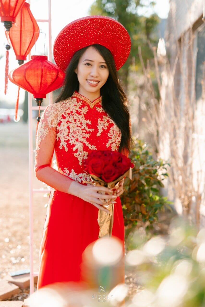 red vietnam wedding aodai 8