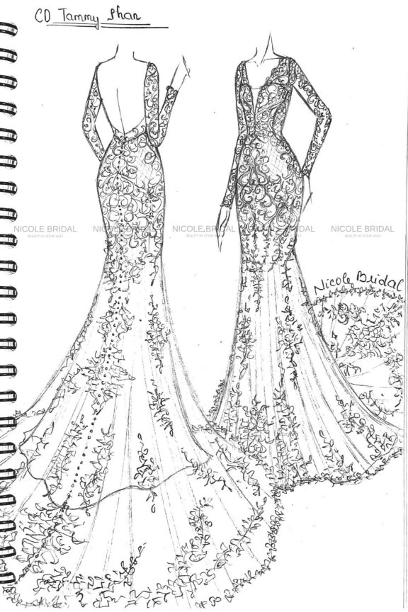 TAMMY PHAN - NICOLE WEDDING DRESS SKETCH