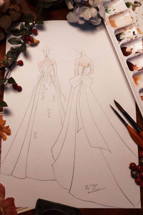 váy cưới cô dâu le ngo