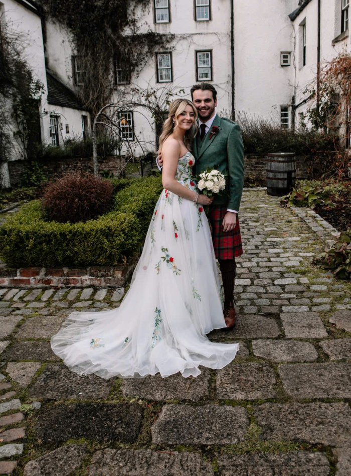 Bride Phoebe and the Floral Wedding Dress: When the Peach Blossom Steps Out of the Spring Garden - Nicole Bridal Bride Phoebe and the Floral Wedding Dress: When the Peach Blossom Steps Out of the Spring Garden - Nicole Bridal